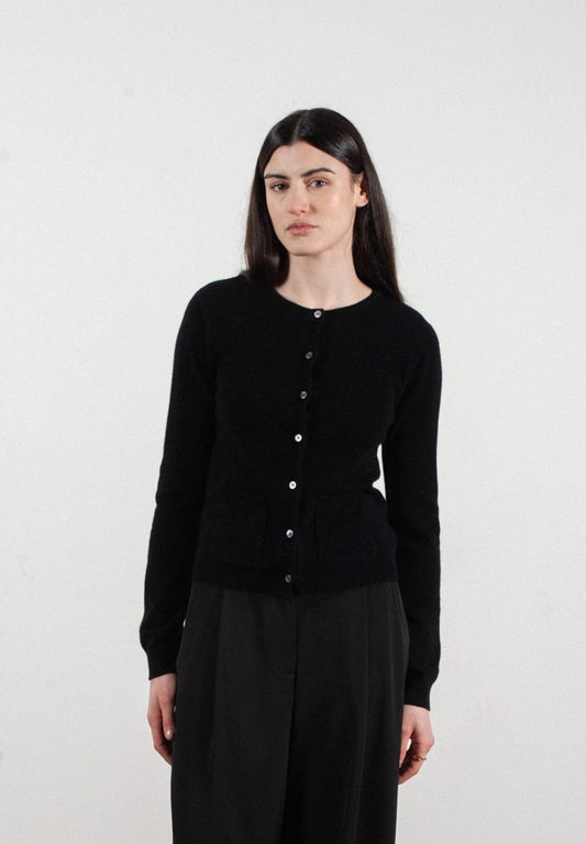 Cardigan col rond femme en cachemire noir - LILLY 4B - Studio Cashmere8