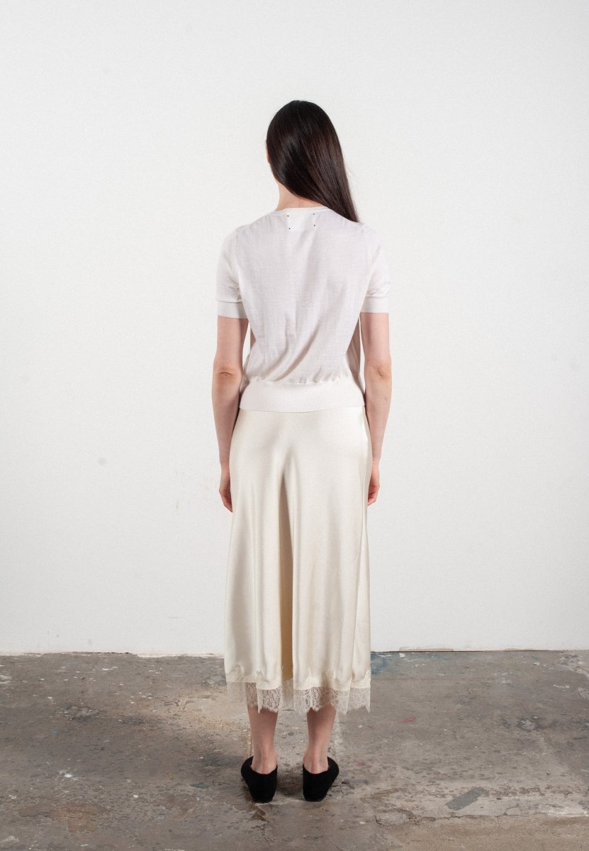 Cardigan col rond manches courtes femme en cachemire et laine ultrafin blanc - FRIDA 5 - Studio cashmere8