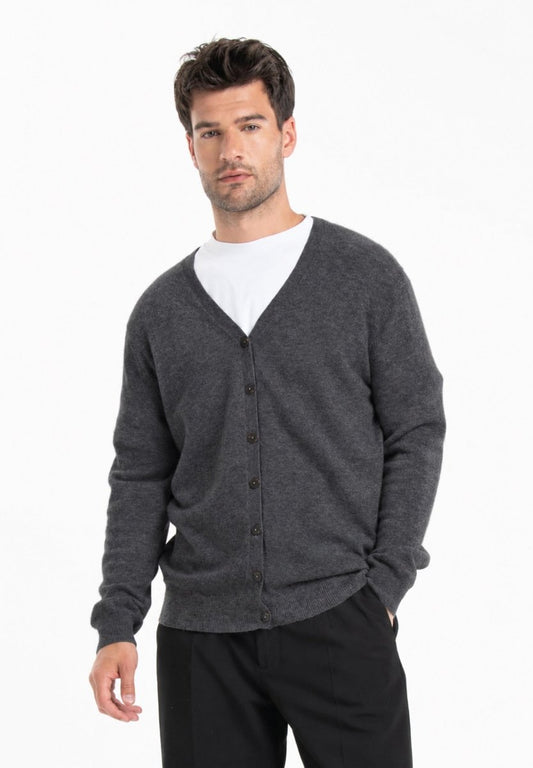 Cardigan col V homme en cachemire gris anthracite - GABI 6 - Studio Cashmere8