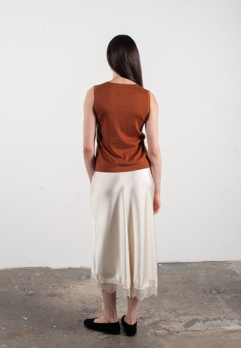 Débardeur col rond femme en cachemire et laine ultrafin marron clair - FRIDA 1 - Studio cashmere8