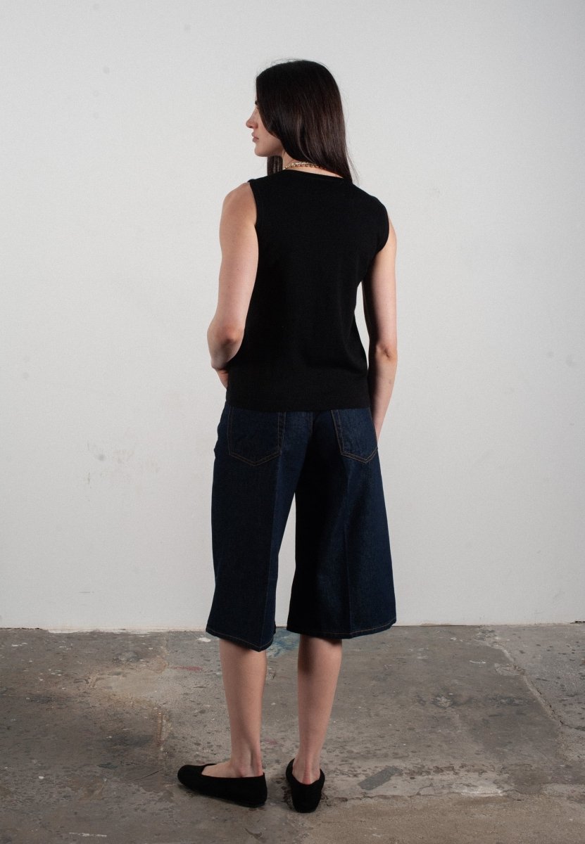 Débardeur col rond femme en cachemire et laine ultrafin noir - FRIDA 1 - Studio cashmere8