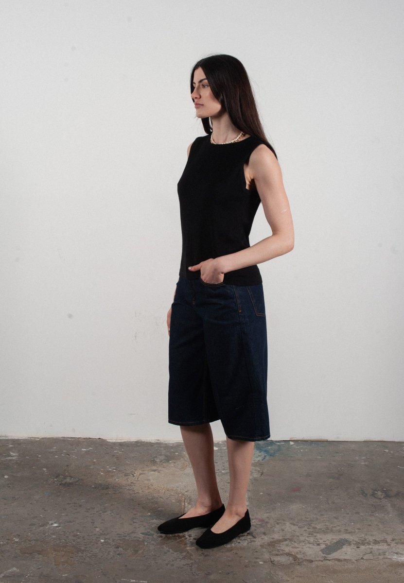 Débardeur col rond femme en cachemire et laine ultrafin noir - FRIDA 1 - Studio cashmere8