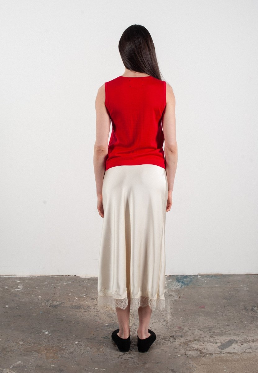 Débardeur col rond femme en cachemire et laine ultrafin rouge - FRIDA 1