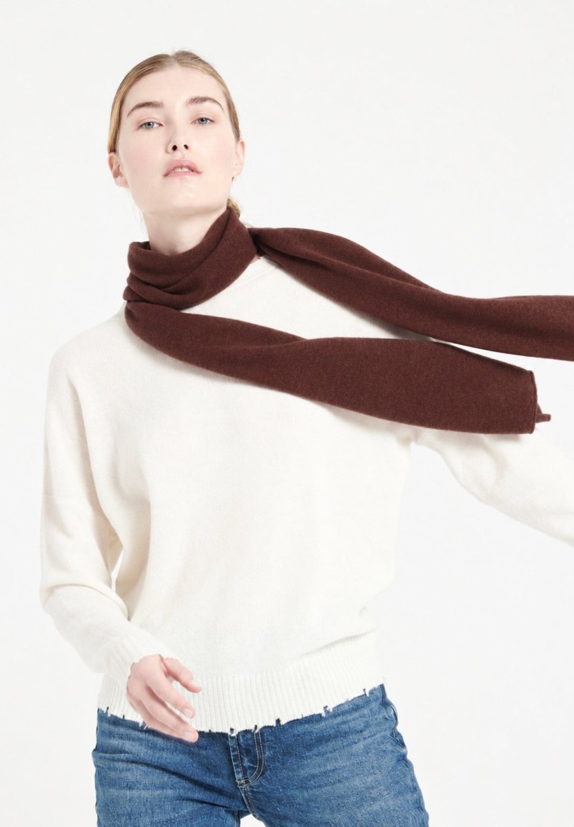 Écharpe unisexe en cachemire marron - UNI 1 - Studio Cashmere8