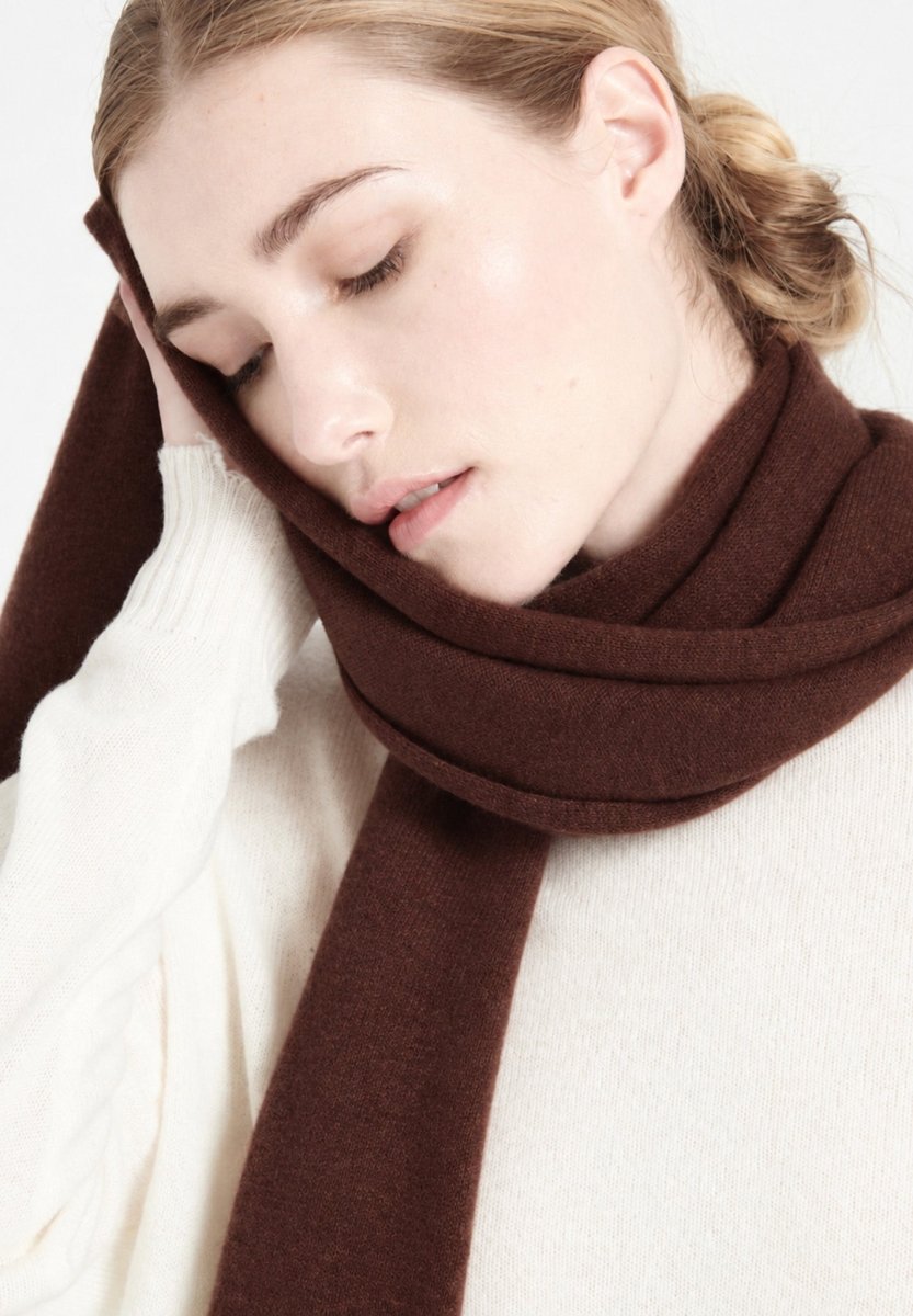 Écharpe unisexe en cachemire marron - UNI 1 - Studio Cashmere8