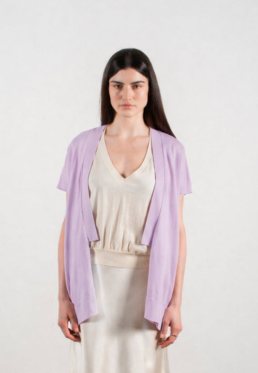Gilet à manches courtes femme en cachemire & laine ultrafin lavande - KELLY 5 - Studio cashmere8