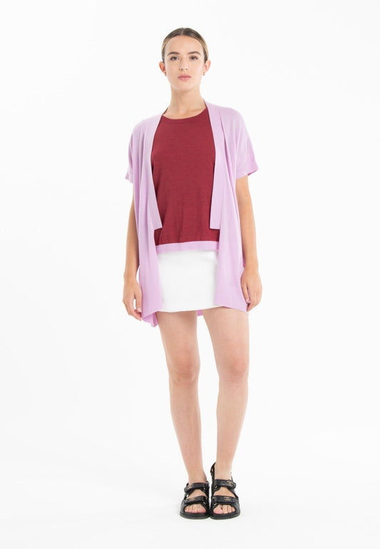 Gilet à manches courtes ultrafin cachemire et laine lavande femme - KELLY 5 - Studio cashmere8