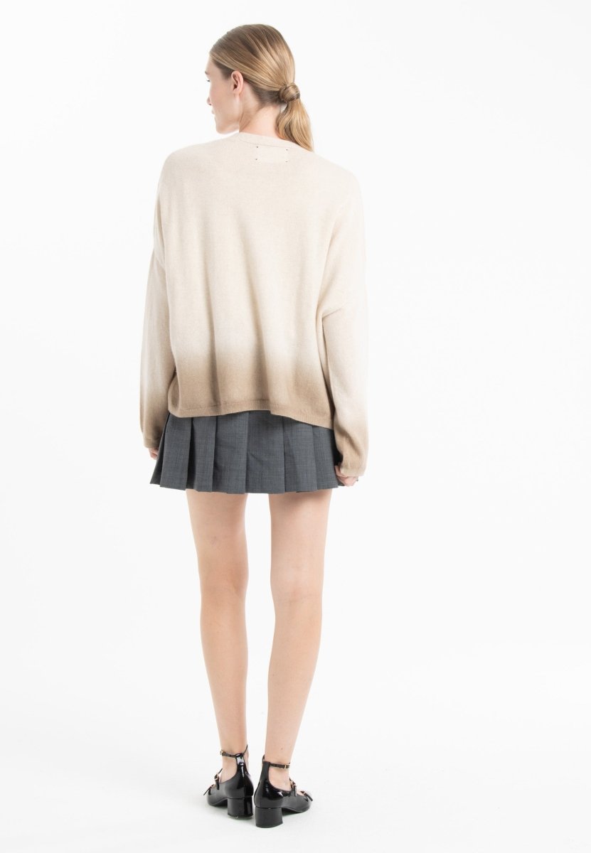 Gilet cachemire beige clair/beige foncé femme - NAMI 12 - Studio cashmere8
