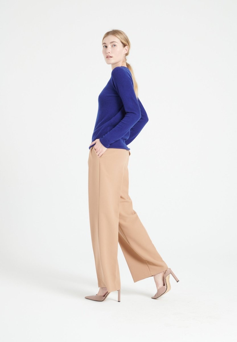 LILLY 5 Pull col bateau en cachemire bleu nuit - Studio cashmere8