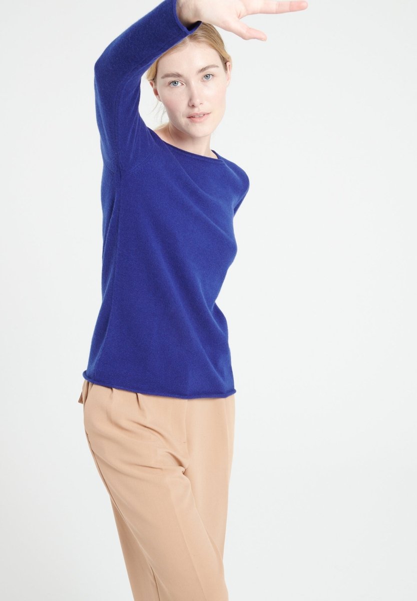 LILLY 5 Pull col bateau en cachemire bleu nuit - Studio cashmere8