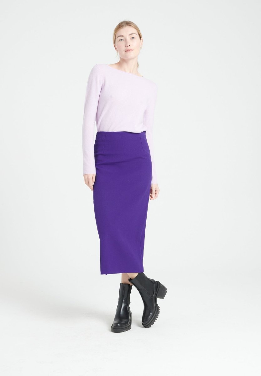 LILLY 5 Pull col bateau en cachemire lilas - Studio cashmere8