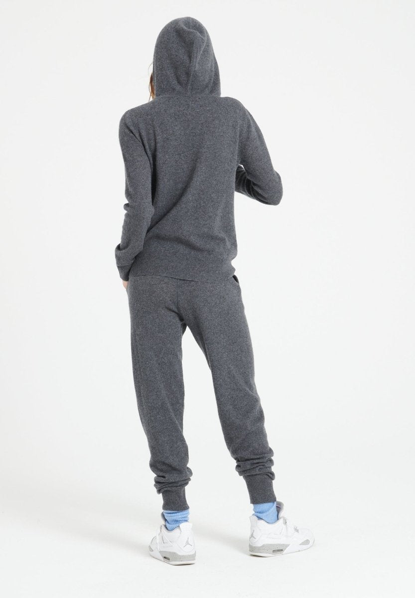 LILLY 8 Sweat à capuche zippé en cachemire gris anthracite - Studio cashmere8