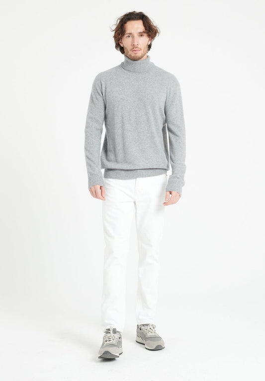 LUKE 3 Pull col roulé en cachemire gris clair - Studio cashmere8