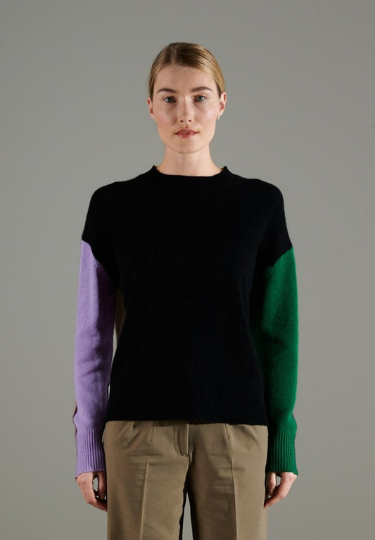 NAMI 3 Pull col rond color block 4 fils en cachemire multicouleur - Studio cashmere8