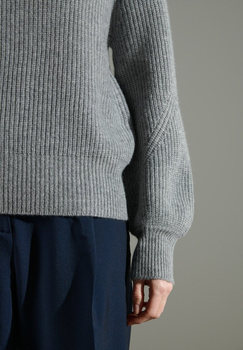 NAMI 6 Pull col rond manches raglan 4 fils en cachemire gris clair - Studio cashmere8
