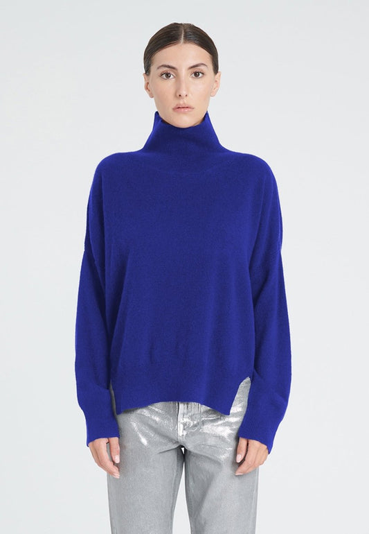 Pull col montant cachemire bleu pétrole femme - ZAYA 13 - Studio cashmere8