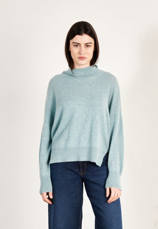 Pull col montant cachemire vert d'eau femme - ZAYA 13 - Studio cashmere8