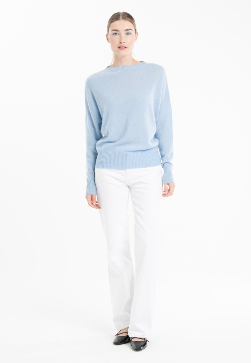 Pull col rond cachemire baby blue femme - RIA 2 - Studio cashmere8