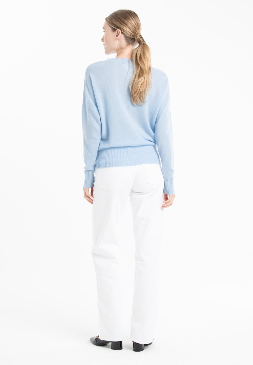 Pull col rond cachemire baby blue femme - RIA 2 - Studio cashmere8