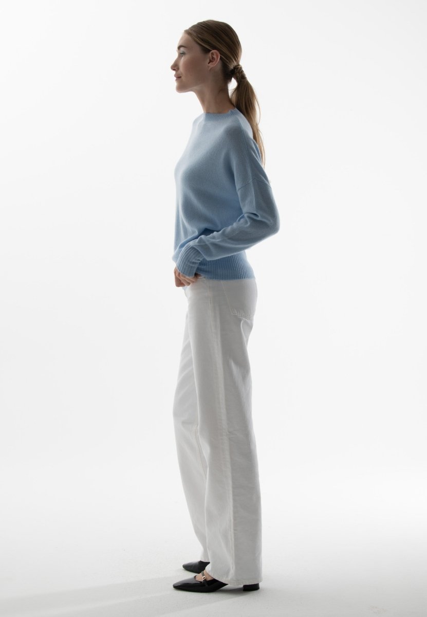 Pull col rond cachemire baby blue femme - RIA 2 - Studio cashmere8