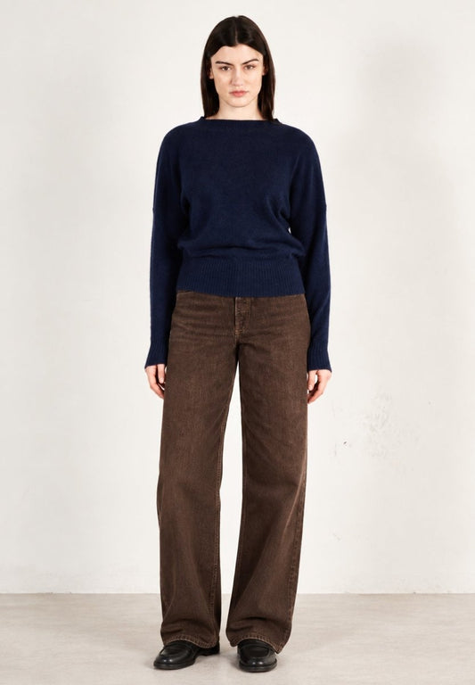 Pull col rond femme en cachemire bleu marine - RIA 2 - Studio Cashmere8