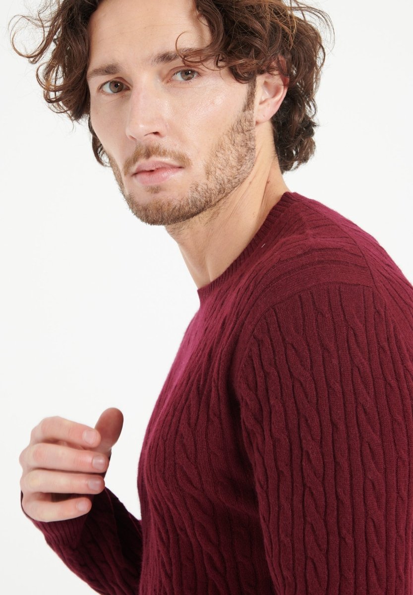 Pull col rond homme en cachemire rouge bordeaux - ZACH 5 - Studio cashmere8