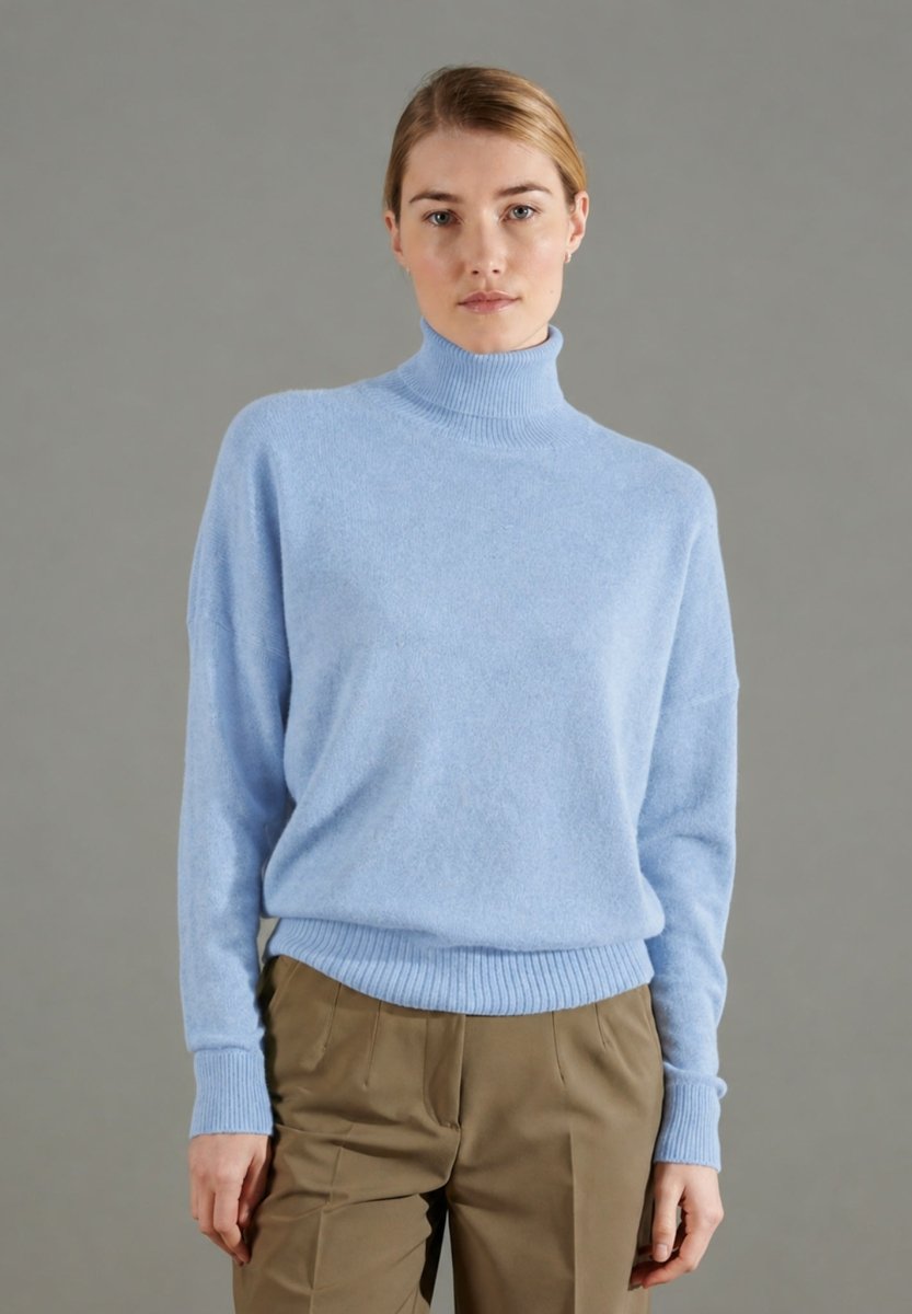 Pull col roulé femme en cachemire blanc écru - NAMI 7 - Studio Cashmere8