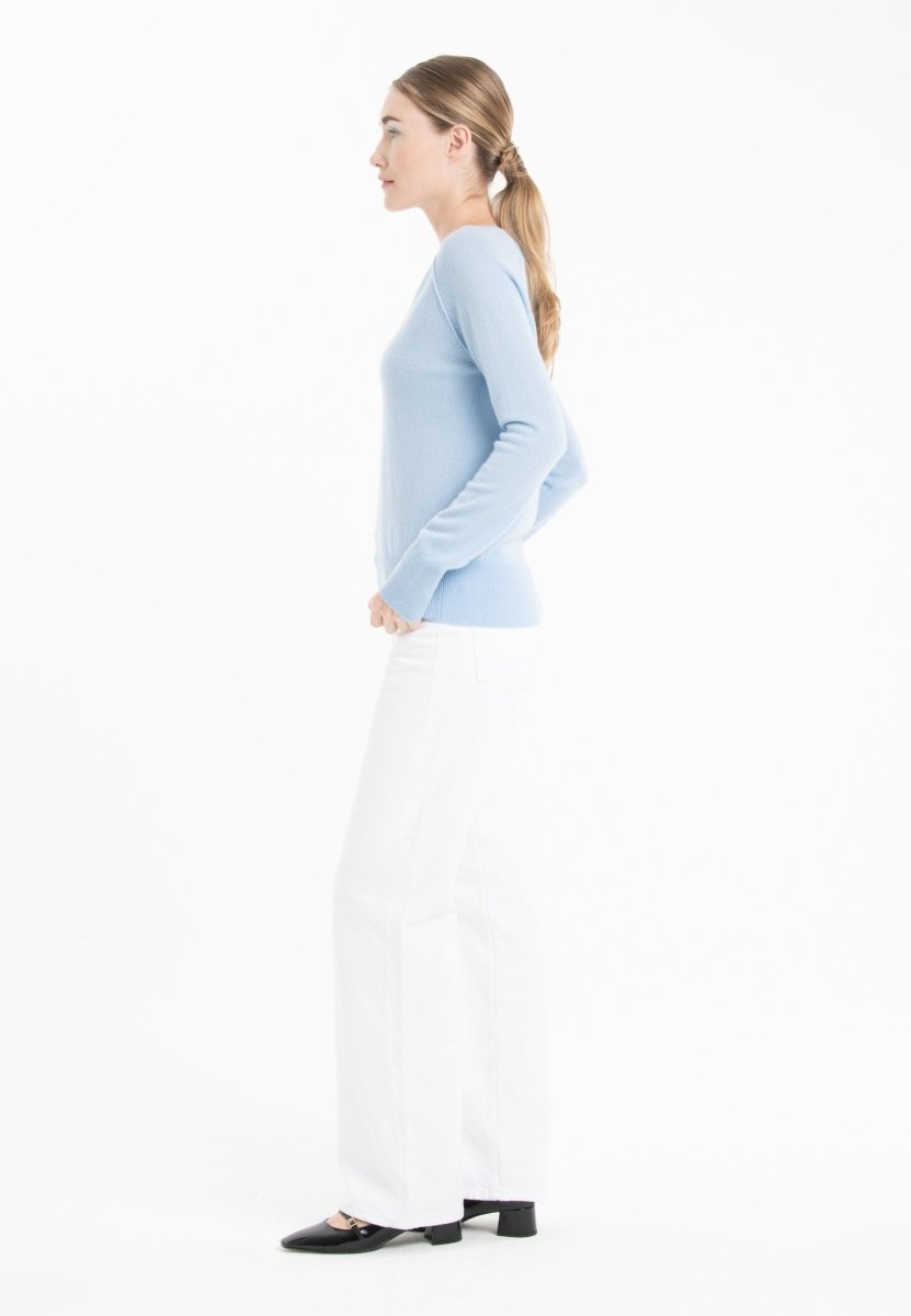 Pull col V cachemire baby blue femme - LILLY 6 - Studio cashmere8