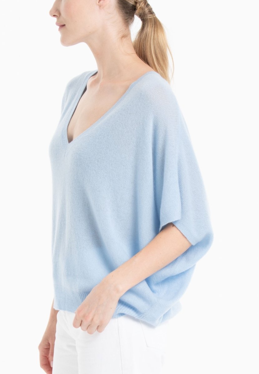 Pull col V cachemire baby blue femme - RIA 25 - Studio cashmere8