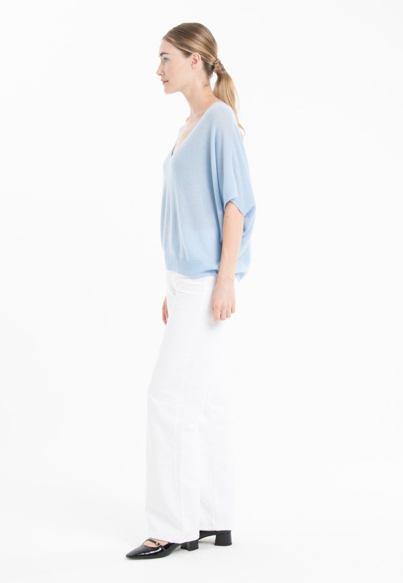 Pull col V cachemire baby blue femme - RIA 25 - Studio cashmere8
