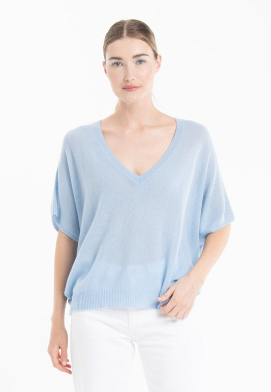 Pull col V cachemire baby blue femme - RIA 25 - Studio cashmere8