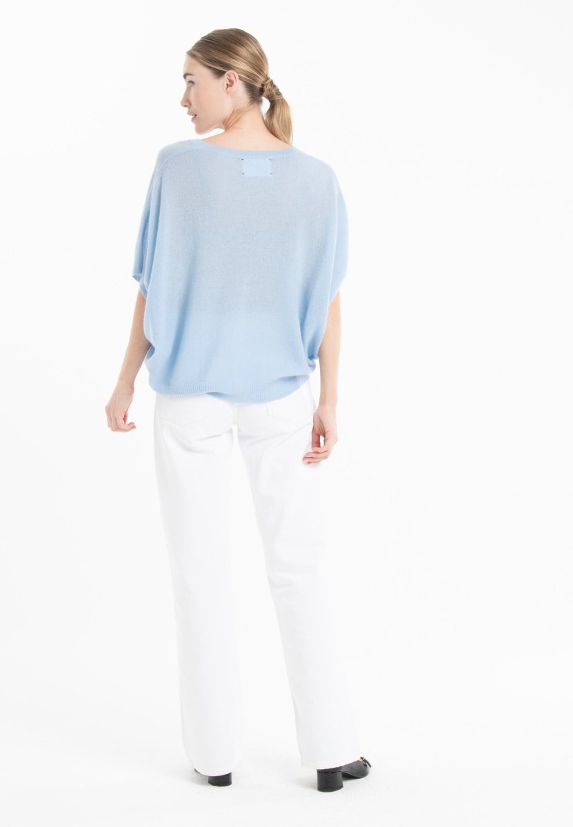 Pull col V cachemire baby blue femme - RIA 25 - Studio cashmere8