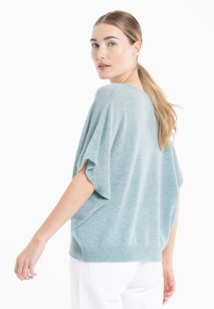 Pull col V cachemire vert d'eau femme - RIA 25 - Studio cashmere8
