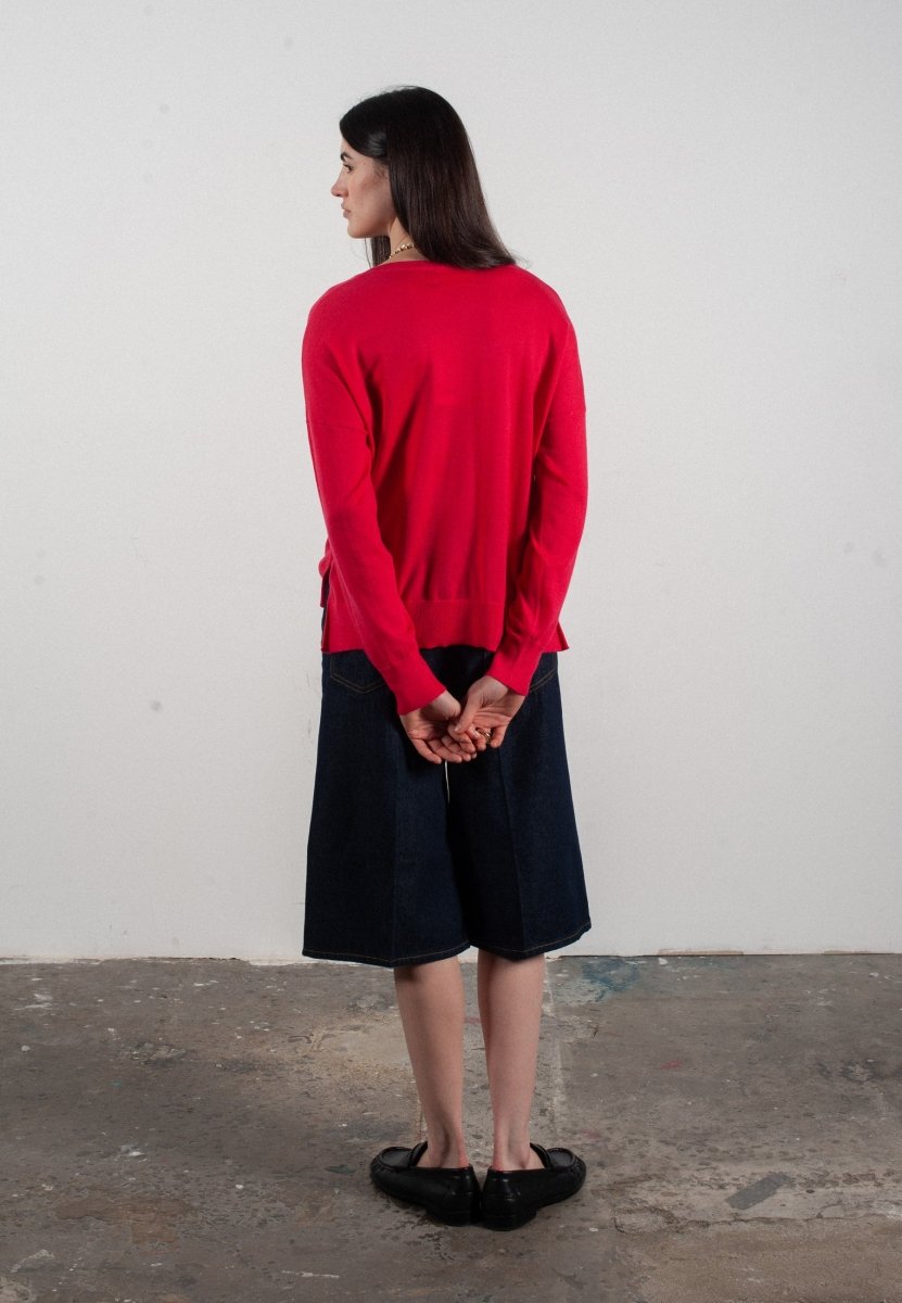 Pull col V femme en cachemire & laine ultrafin fuchsia - KELLY 10 - Studio cashmere8