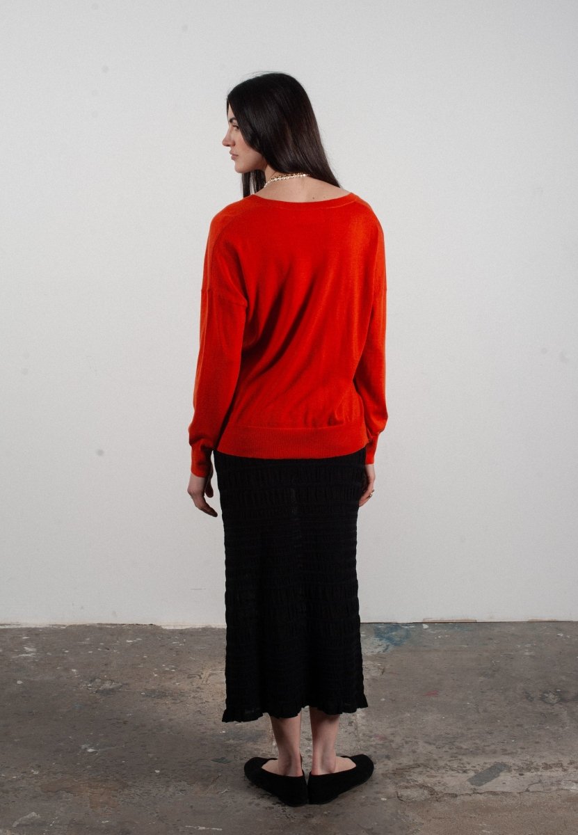 Pull col V femme en cachemire & laine ultrafin mandarine - KELLY 10 - Studio cashmere8