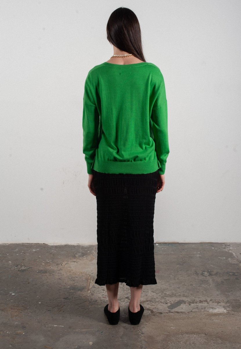 Pull col V femme en cachemire & laine ultrafin vert - KELLY 10 - Studio cashmere8