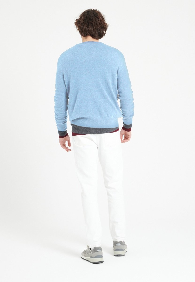Pull col V homme en cachemire bleu ciel - LUKE 1 - Studio cashmere8