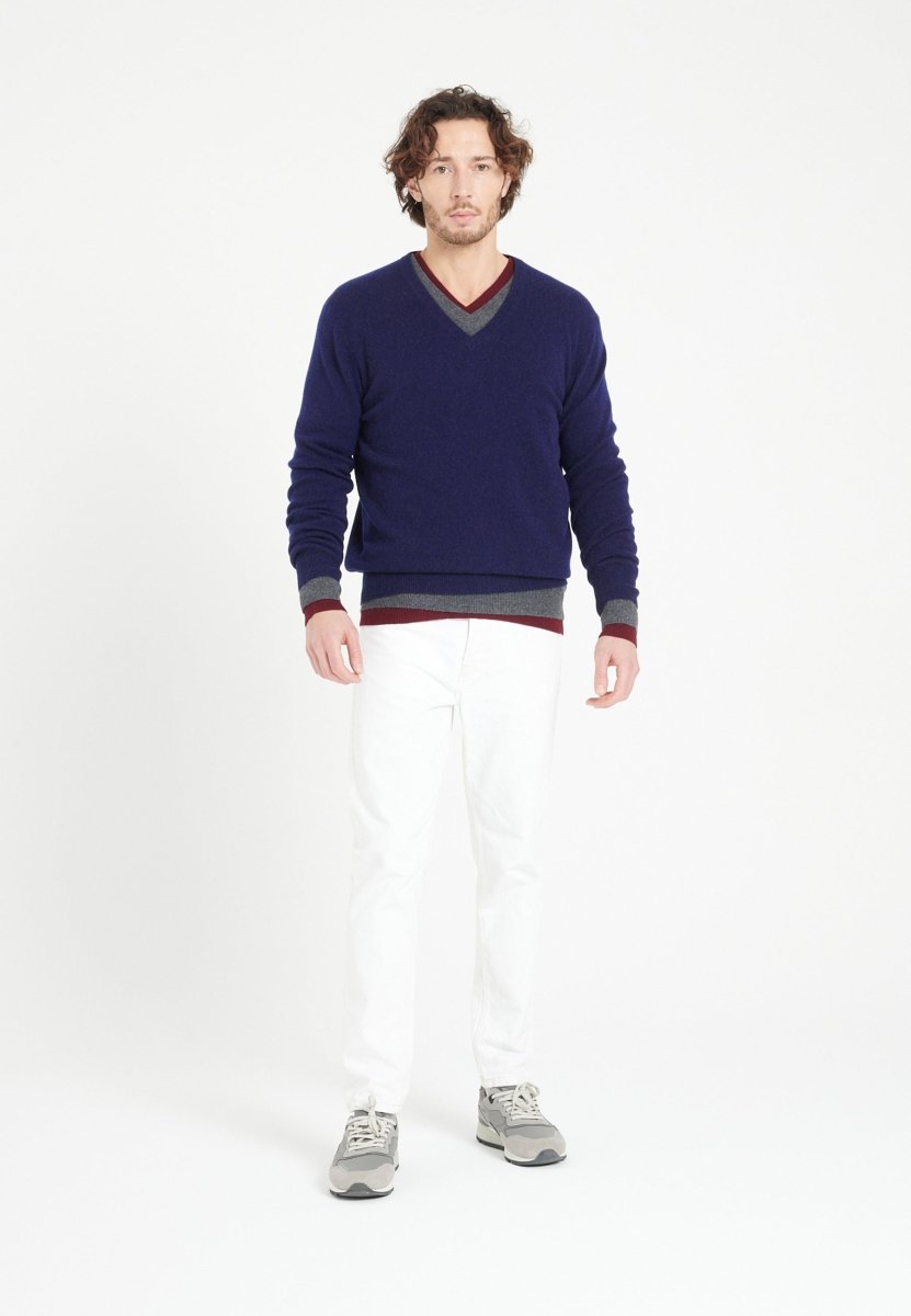 Pull col V homme en cachemire bleu nuit - LUKE 1 - Studio cashmere8