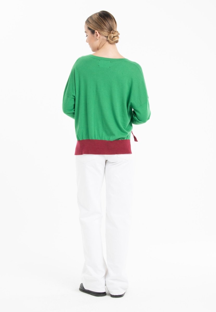 Pull col V oversize ultrafin cachemire et laine vert/lavande/rouge femme - KELLY 10 - Studio cashmere8