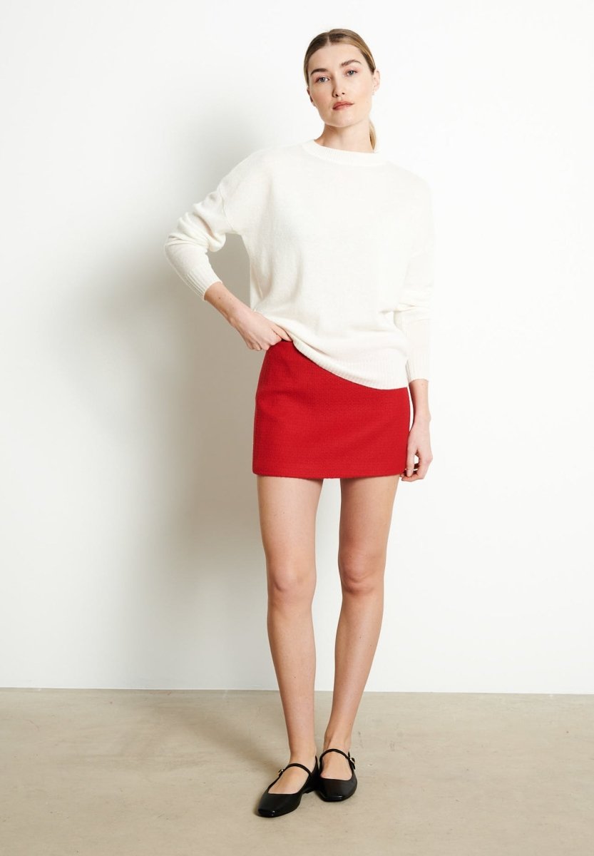 RIA 2 Pull col rond oversize en cachemire blanc écru - Studio cashmere8