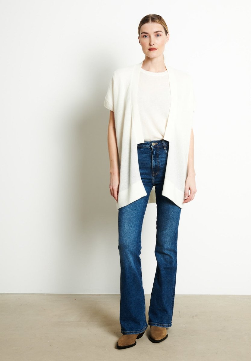 RIA 4 Kimono en cachemire blanc écru - Studio cashmere8