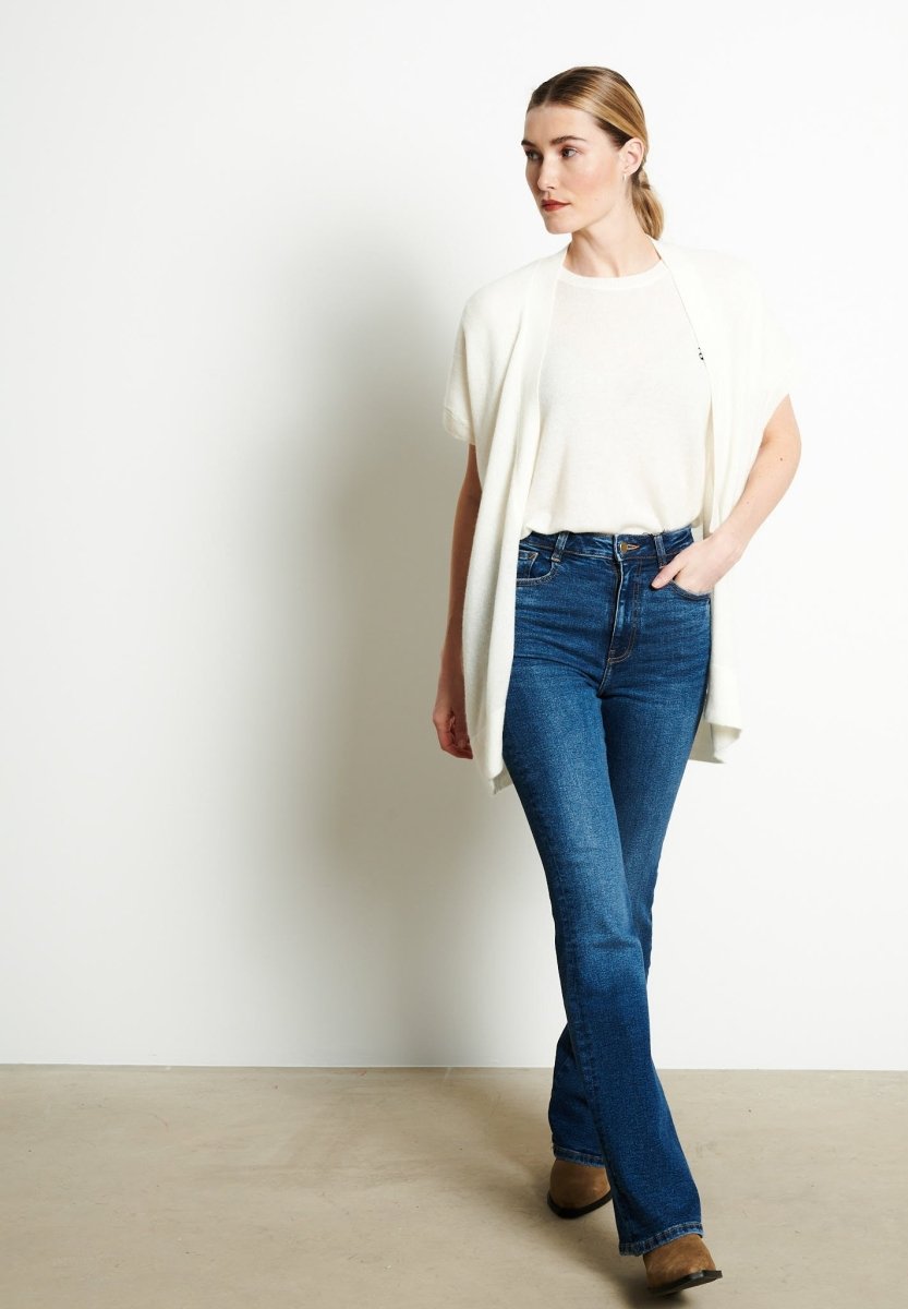 RIA 4 Kimono en cachemire blanc écru - Studio cashmere8