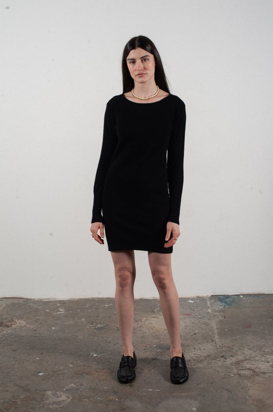Robe col rond femme en cachemire noir - LILLY 12 - Studio cashmere8