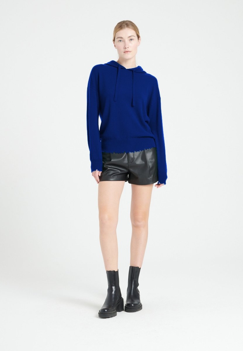 Sweat à capuche cachemire bleu pétrole femme - MIA 16 - Studio cashmere8