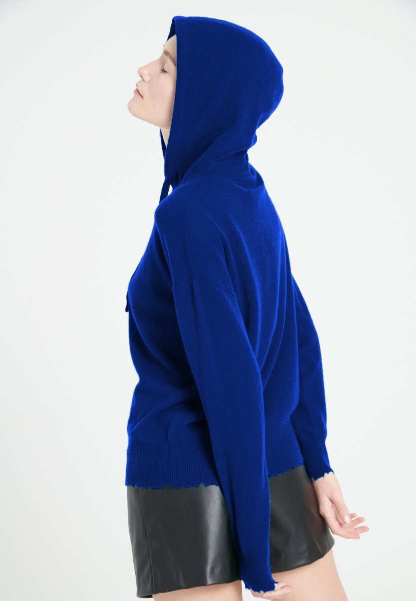 Sweat à capuche cachemire bleu pétrole femme - MIA 16 - Studio cashmere8