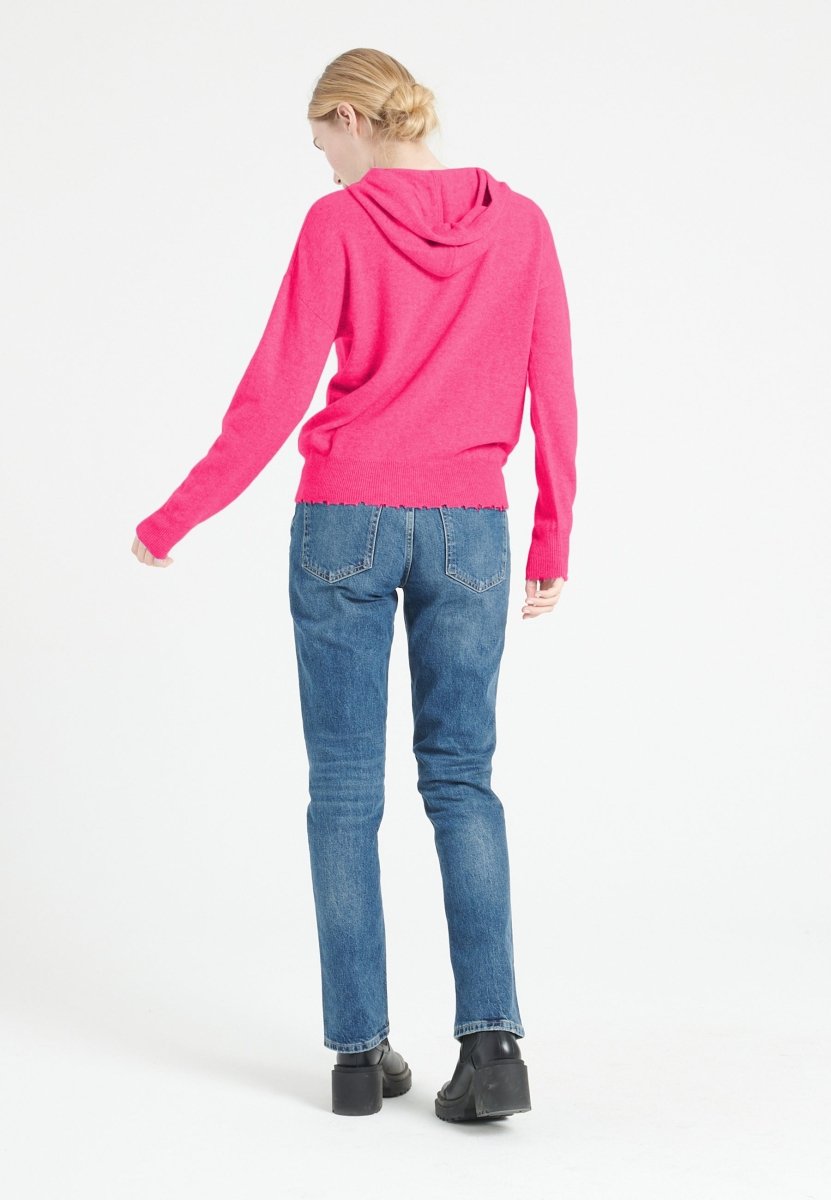 Sweat à capuche cachemire rose indien femme - MIA 16 - Studio cashmere8