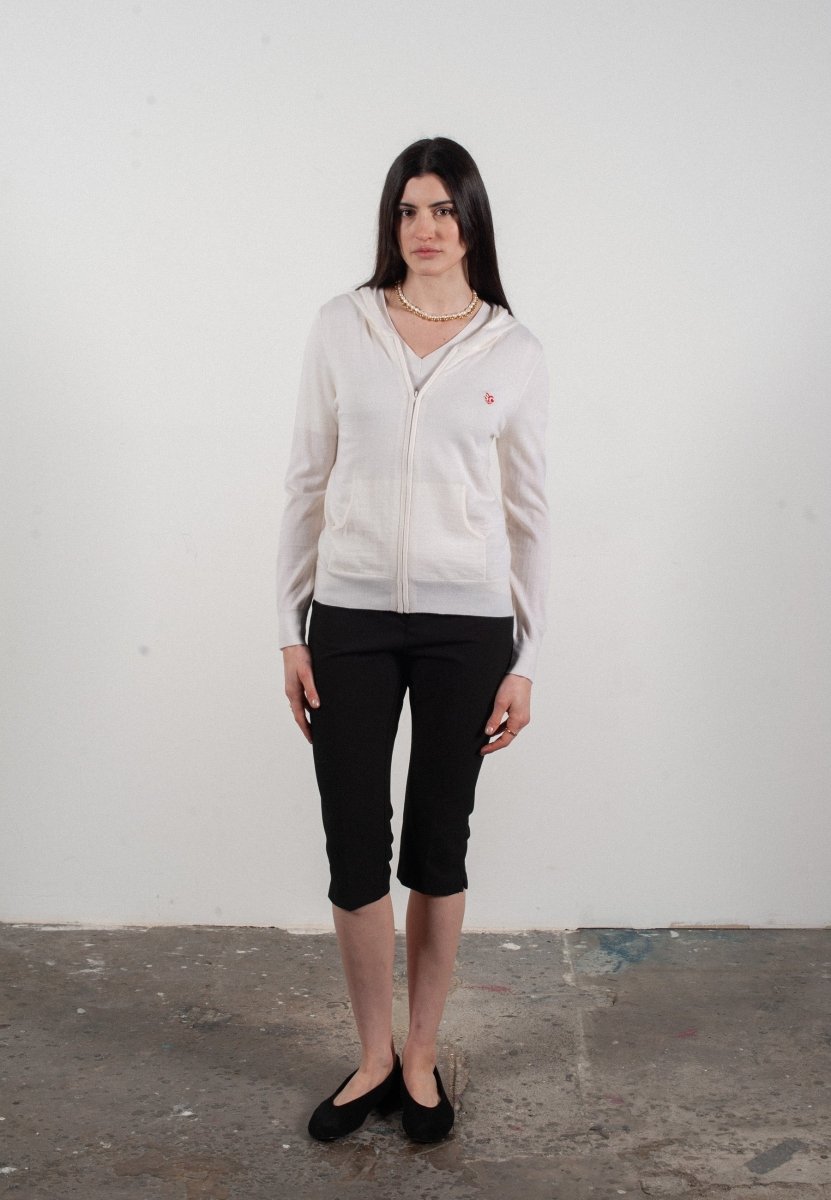 Sweat à capuche femme en cachemire et laine ultrafin blanc - FRIDA 11 - Studio cashmere8