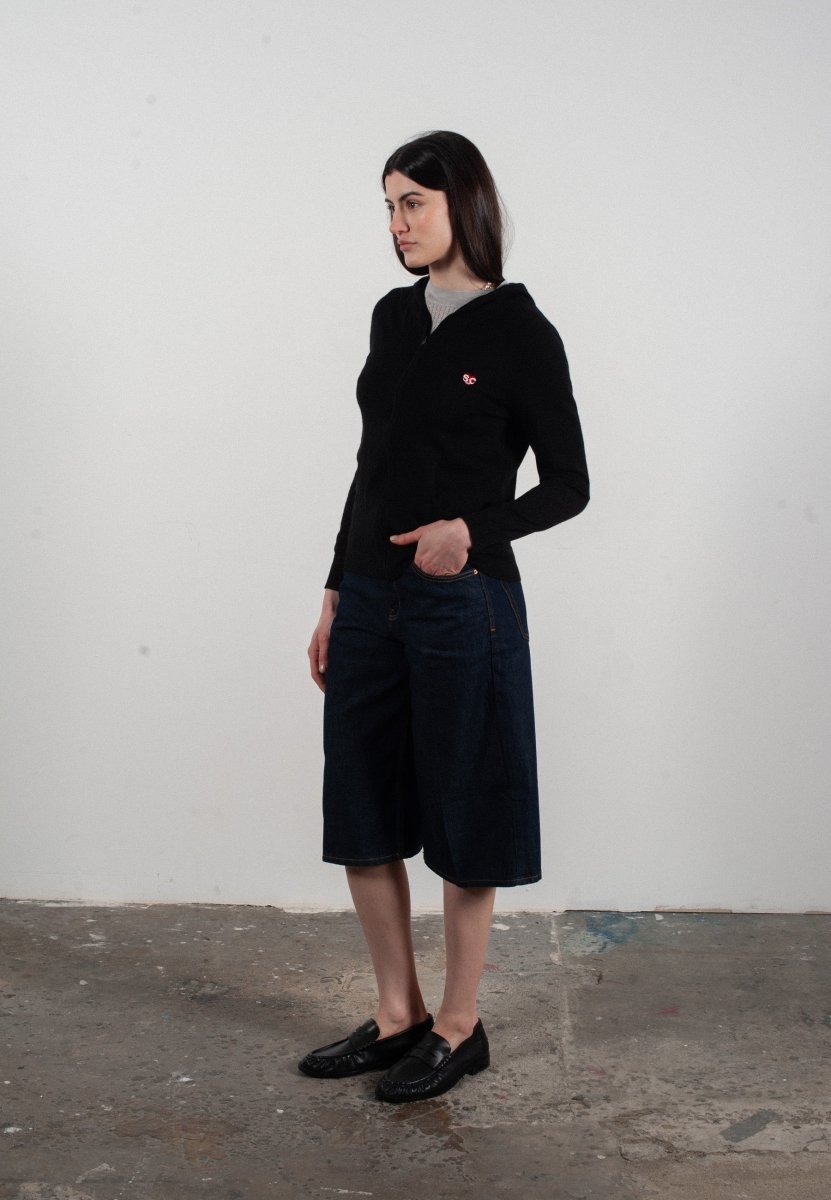 Sweat à capuche femme en cachemire et laine ultrafin noir - FRIDA 11 - Studio cashmere8