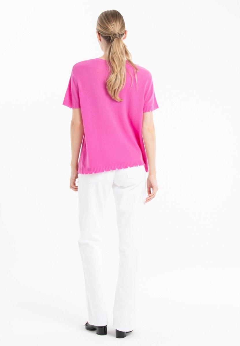 T-shirt col rond cachemire rose barbie femme - AVA 6 - Studio cashmere8