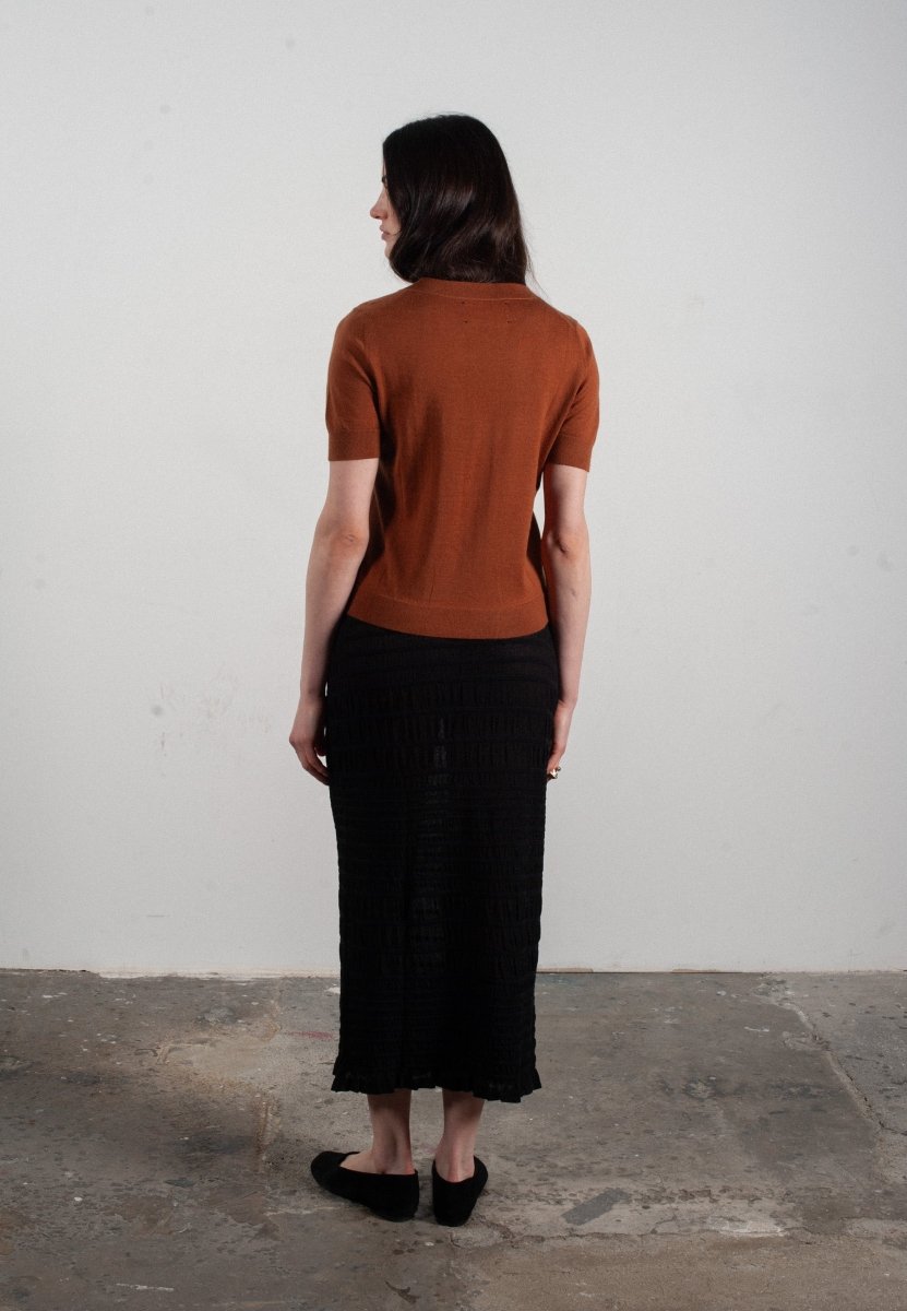 T-shirt col V manches courtes femme en cachemire et laine ultrafin marron clair - FRIDA 10 - Studio cashmere8
